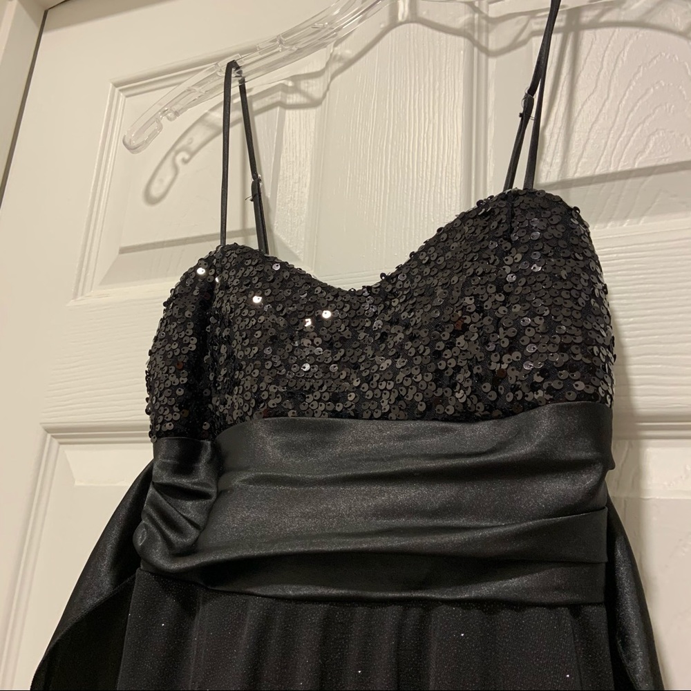 Juniors Black Sequin Sparkly Formal Dress